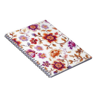 Cahier à spirale floral vintage élégant botanique