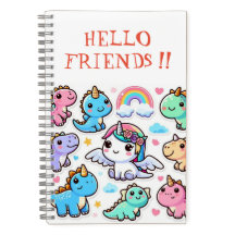 Cahier à spirale HELLO LES AMIS, DIANOSAUR MIGNON