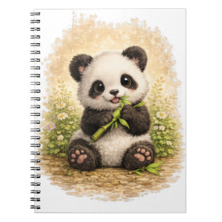 Cahier à spirale Kawaii Panda Mignon en Bambou