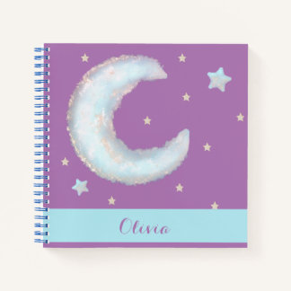 Cahier à spirale Lune et étoiles mignonnes
