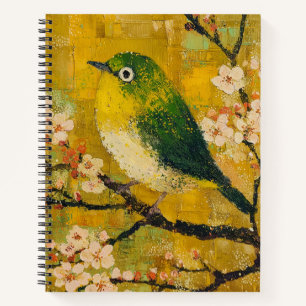 Cahier à spirale Oiseau chanteur vert Fleur de cer