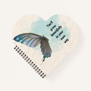 Cahier à spirale papillon vintage bleu beige