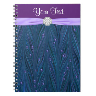 Cahier à spirale Perles de paon bleu sarcelle viol