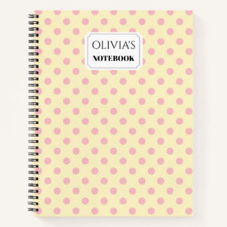 Cahier à spirale personnalisé à pois roses