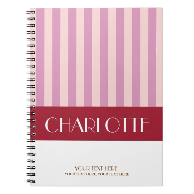 Cahier à spirale personnalisé avec des rayures col (Devant)