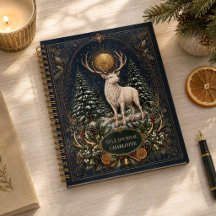 Cahier à spirale personnalisé du cerf de Yule