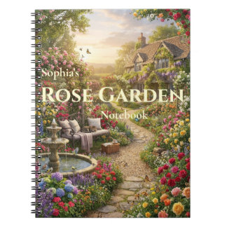 Cahier à spirale personnalisé du jardin de roses