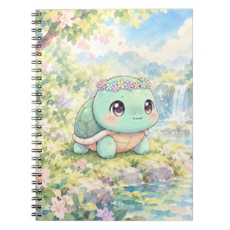 Cahier à spirale Tortue Mignonne avec Fleurs