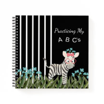 Cahier à spirale Zèbre Camouflé Avec Fleurs Bleues