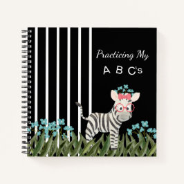 Cahier à spirale Zèbre Camouflé Avec Fleurs Bleues