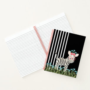 Cahier à spirale Zèbre camouflé avec fleurs bleues