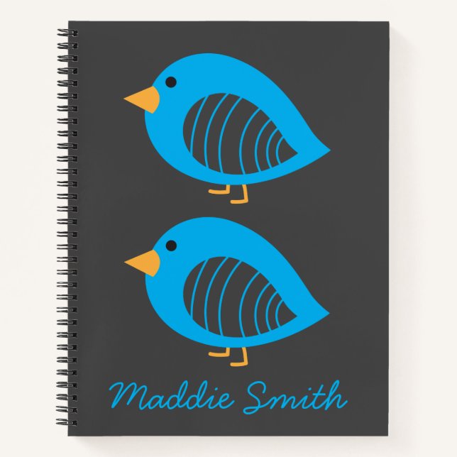 Cahier à spirales drôle oiseau bleu (Devant)