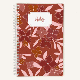 Cahier à spirales floral rose et orange | Journal