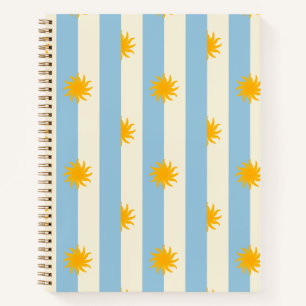 Cahier bleu crème rayé éclat doré - L