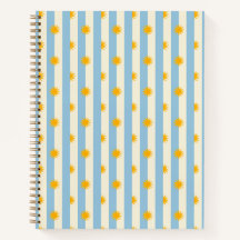 Cahier bleu crème rayé éclat doré - M