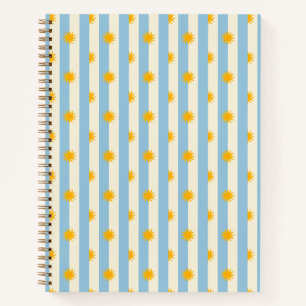 Cahier bleu crème rayé éclat doré - M