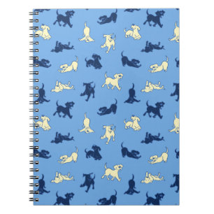 Cahier Bleu Uni Chiots Labrador Jaune et Noir