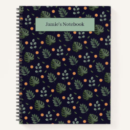 Cahier Botanique Élégant Navy avec Nom Personnalis