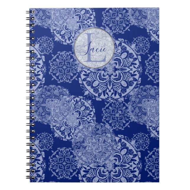 Cahier Brodé Mandalas Boho Blues Moody (Devant)
