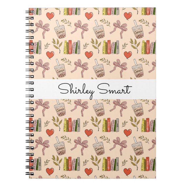 Cahier Café et Livres – Esthétique de Lectrice Cos (Devant)