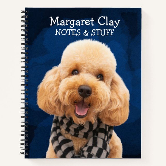 Cahier Caniche avec une écharpe (Devant)