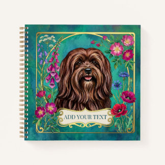 Cahier carré personnalisé Lhasa Apso Brun Rouge