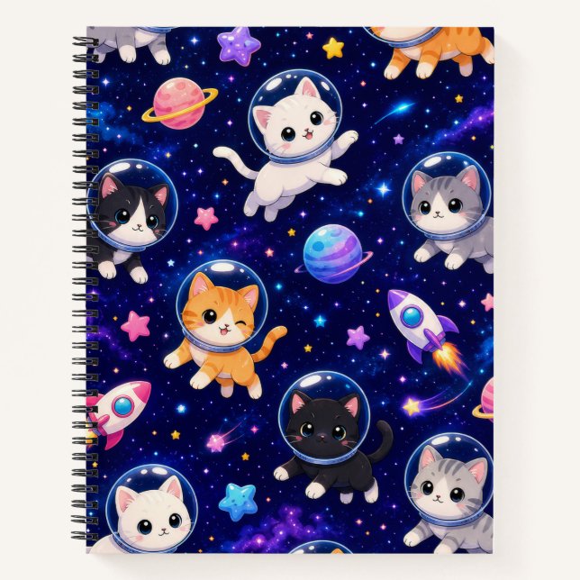 Cahier Chats de l'Espace et Fusées Mignons (Devant)