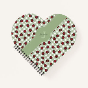 Cahier Cœur de coccinelle à carreaux verts