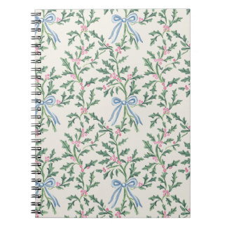 Cahier Crème Ruban Bleu à Motif de Vigne de Houx C