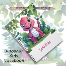 Cahier d'aventure du dinosaure rose pour enfants