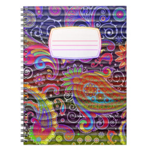 cahier de composition ondulé à motifs paisley de c