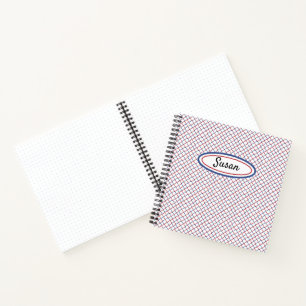 Cahier de croquis à grille rouge blanc bleu