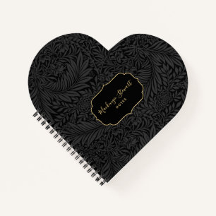 Cahier de croquis à motif floral noir élégant