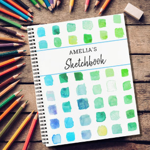 Cahier de croquis à motif vert personnalisé
