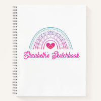 Cahier de croquis bohème arc-en-ciel rose mignon