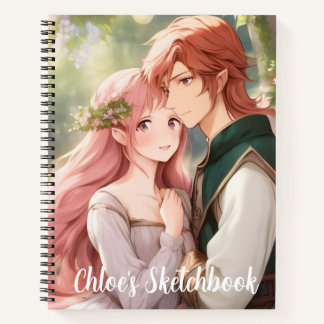 Cahier de croquis de couple d'anime fantastique