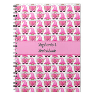 Cahier de croquis de forêt coeurs gnomes roses Mig