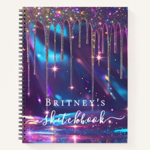 Cahier de croquis gouttes roses holographiques gir