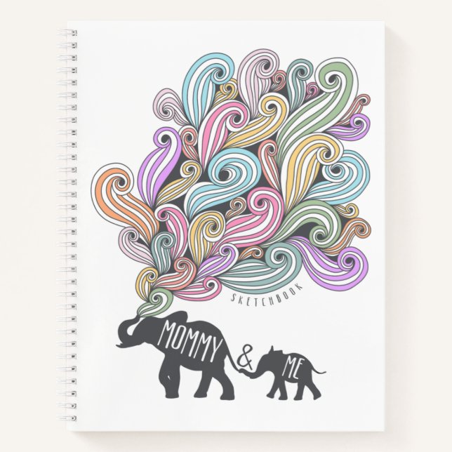 Cahier de croquis Maman et Moi | Famille Éléphant (Devant)