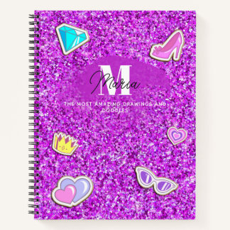 Cahier de croquis Monogramme Féminin Paillettes Vi