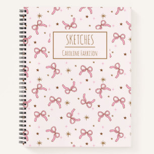Cahier de croquis personnalisé avec rubans rose co