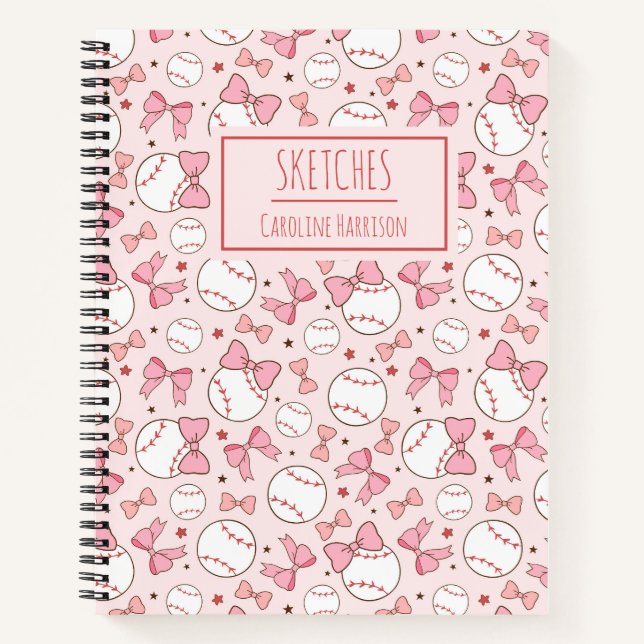 Cahier de croquis personnalisé Baseball Nœud Coque (Devant)