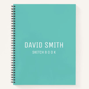 Cahier de croquis personnalisé bleu sarcelle avec