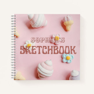 Cahier de croquis personnalisé rose mignon pour en