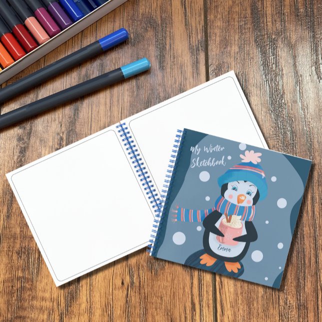 Cahier de dessin pour enfant Pingouin Mignon Hiver (Créateur téléchargé)