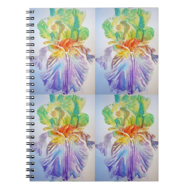 Cahier de fleurs à motif d'iris jaune violet (Devant)