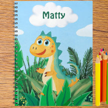 Cahier de garçon dinosaure personnalisé à l'aquare