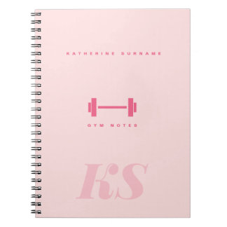 Cahier de gym rose à monogramme personnalisé