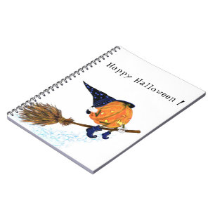 Cahier de Halloween Sorcière Citrouille Balai Vola