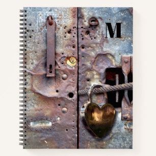 Cahier de journal intime métallisé grunge à cœur s